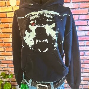 👕 Vintage Intimidation Dog Men’s Hoodie — Black — Sz Small / L